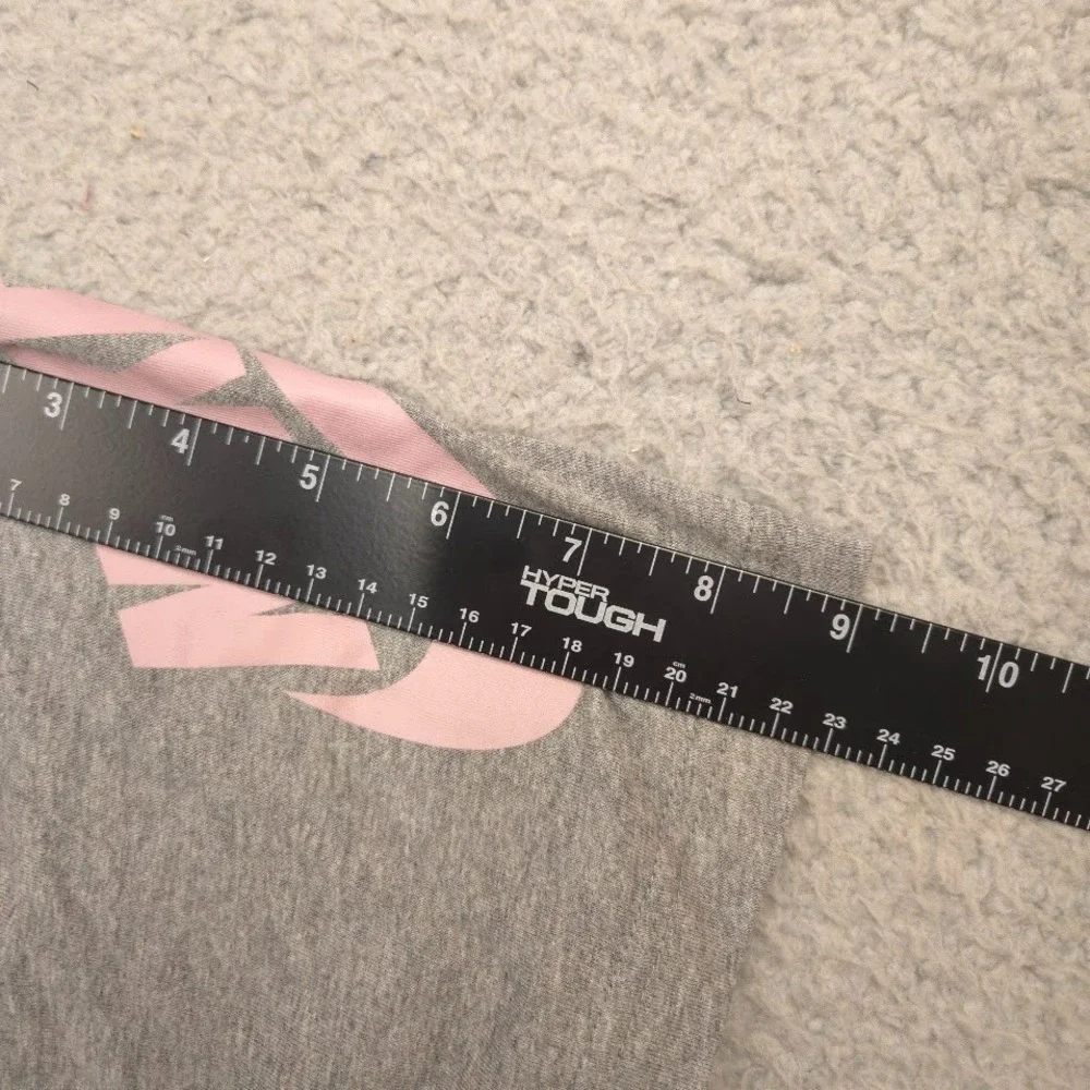 Nike Futura Toss Cropped Tee Womens L Grey Pink Logo 100 Cotton Short Sleeve